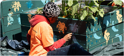 Kid painting planter box