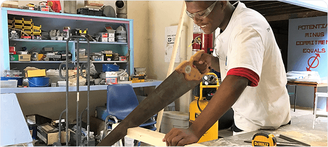Trainee sawing